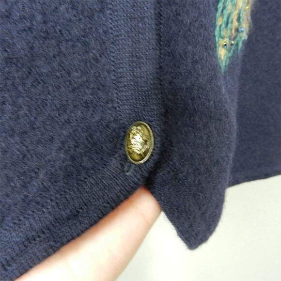 Vintage 90s‎ Koret Felted Wool Vest Size XL Navy Blue Paisley Embroidered Beaded - Picture 5 of 11